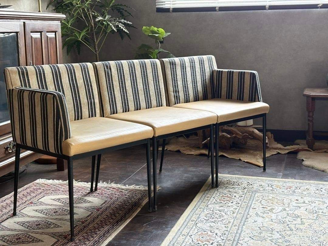 ストライプ　モダンチェア 3脚セット ファブリックチェア セパレートソファ S ストライプ モダンチェア 3脚セット ファブリックチェア セパレート