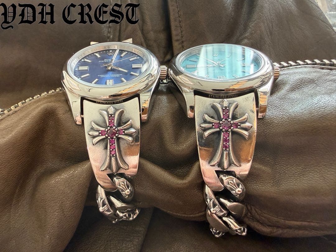 メンズ ⭐️PKUR2+3 WATCH シルバーピークル装飾石付 16cm 刻印有り