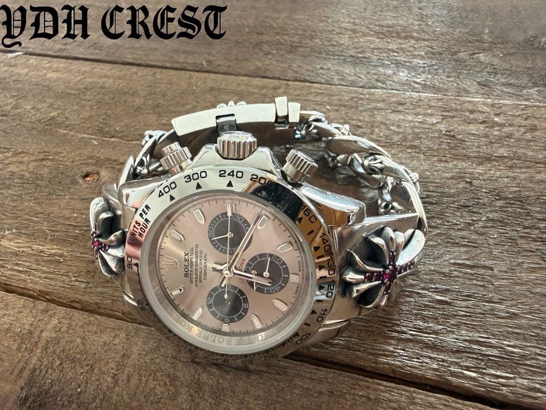 ⭐️PKUR2+3　WATCH　シルバーピークル装飾石付　16cm　刻印有り メンズ ⭐️PKUR2+3 WATCH シルバーピークル装飾石付 16cm 刻印有り