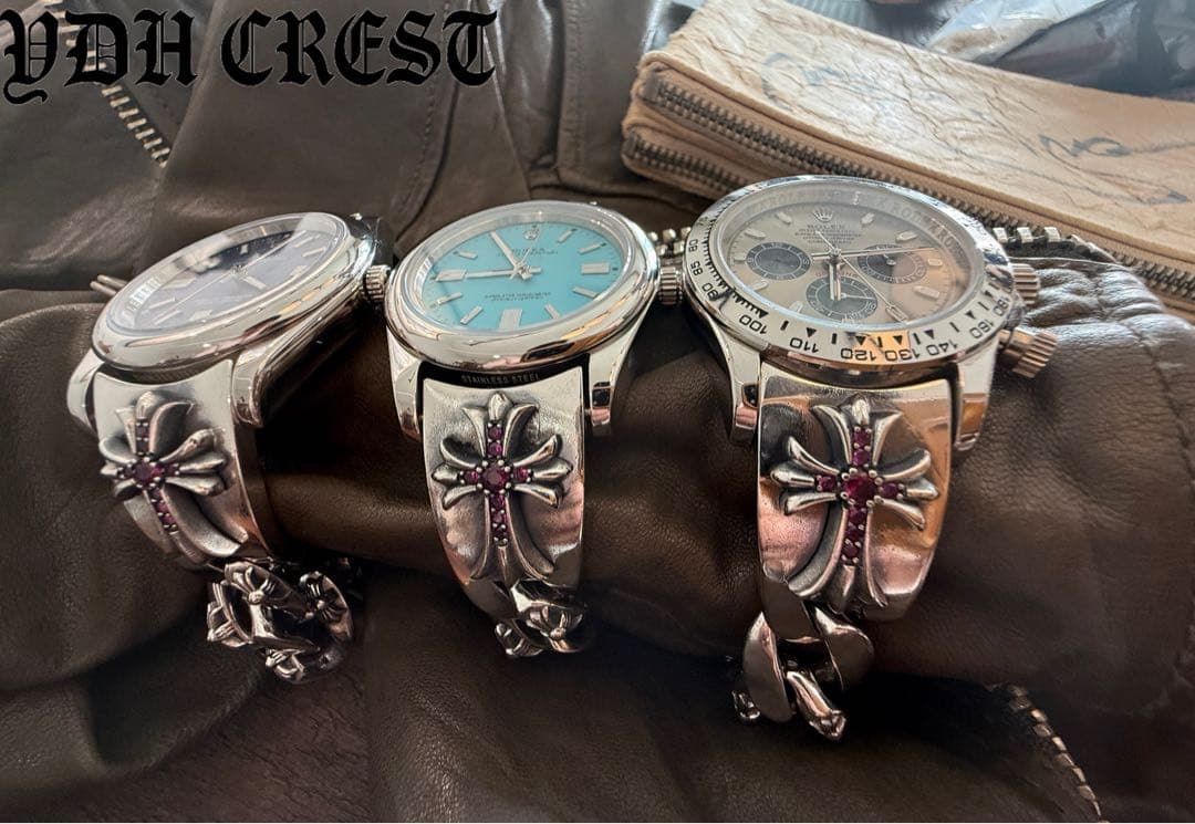 メンズ ⭐️PKUR2+3 WATCH シルバーピークル装飾石付 16cm 刻印有り