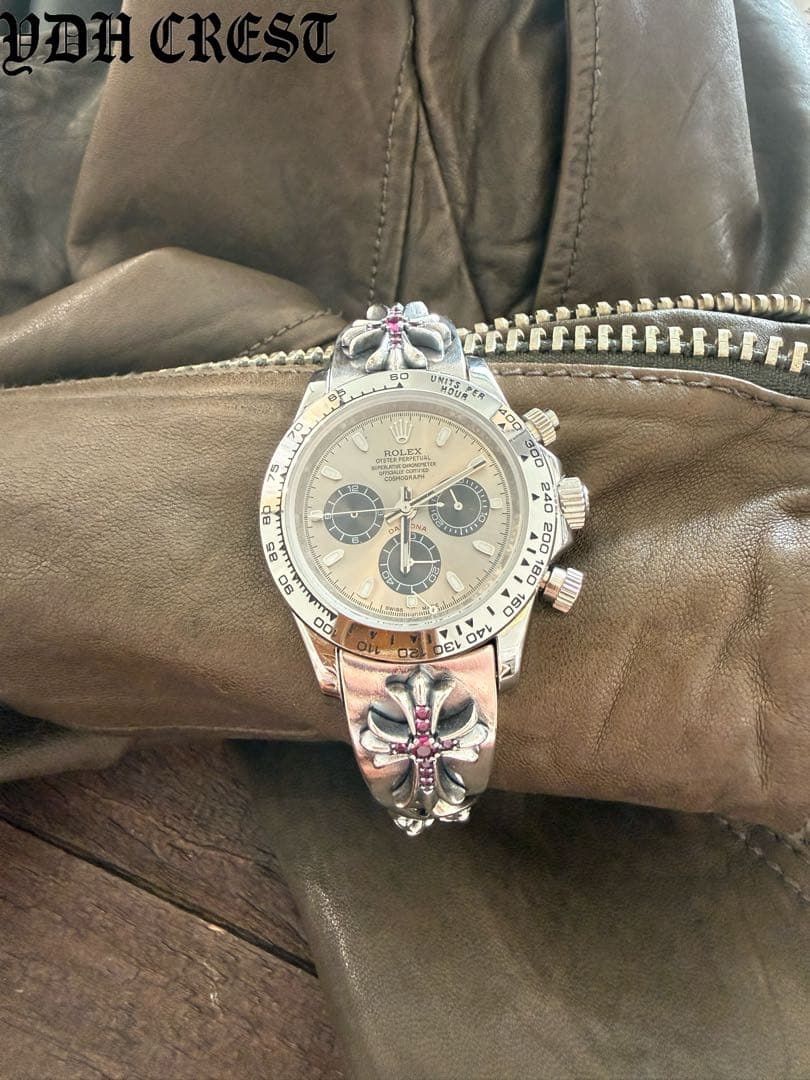 ⭐️PKUR2+3　WATCH　シルバーピークル装飾石付　16cm　刻印有り メンズ ⭐️PKUR2+3 WATCH シルバーピークル装飾石付 16cm 刻印有り