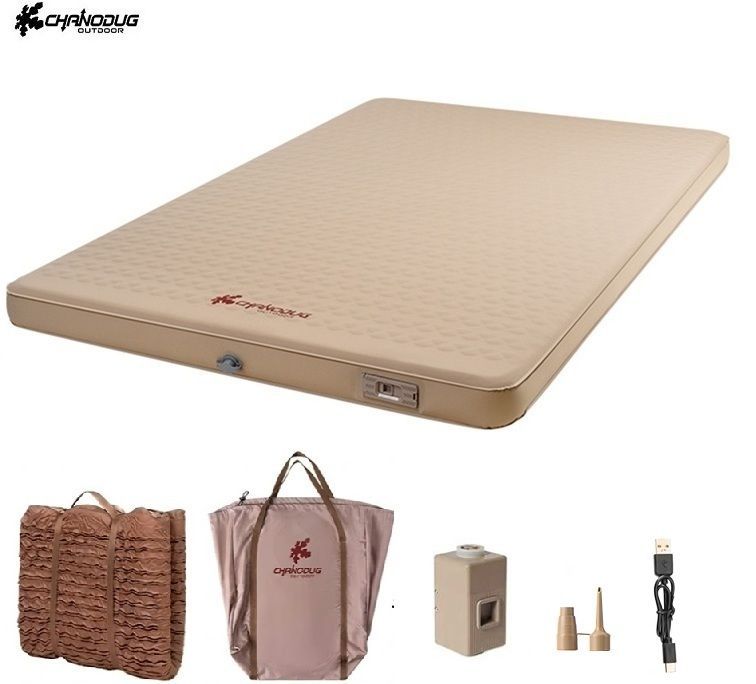 CHANODUG OUTDOOR 自動膨張 電動インフレーターマット FX-4135 ダブルサイズ エアーマット 電動ポンプ内蔵 車中泊マット アウトドアマット 断熱 車中泊 テント アウトドア用寝具 コンパクト収納 送料無料 ハイエース キャラバン SUV車