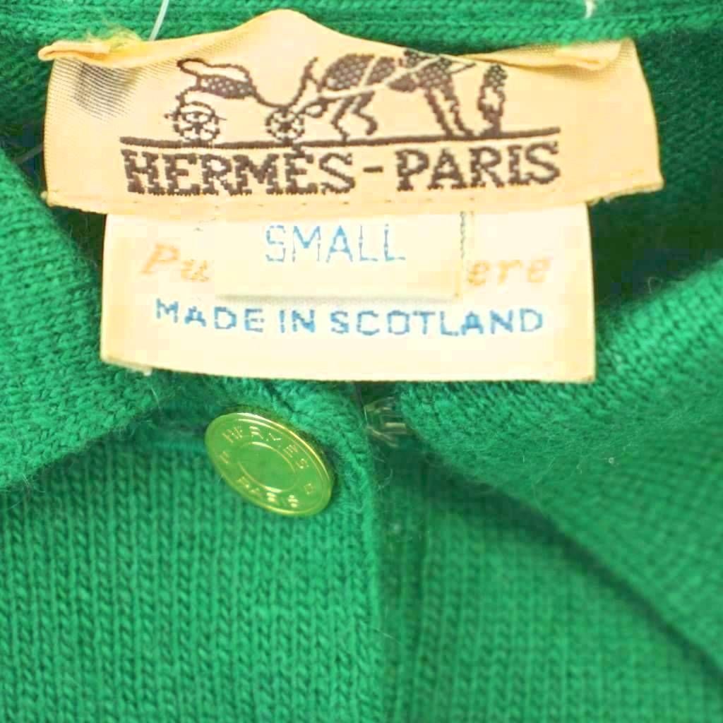 エルメス HERMES ヴィンテージ ピュアカシミヤ ニット ポロシャツ 緑 エルメス HERMES ヴィンテージ ピュアカシミヤ ニット ポロシャツ 長袖