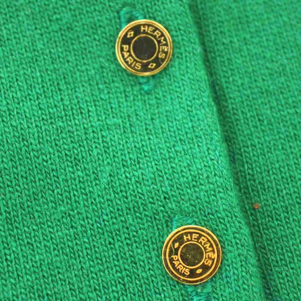 エルメス HERMES ヴィンテージ ピュアカシミヤ ニット ポロシャツ 緑 エルメス HERMES ヴィンテージ ピュアカシミヤ ニット ポロシャツ 長袖