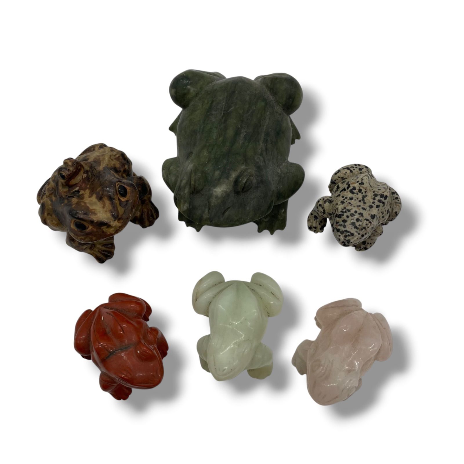 美品】カエル 置物 6点まとめ 紅晶 紅石 狗皮石 縁起物 彫刻 オブジェ 