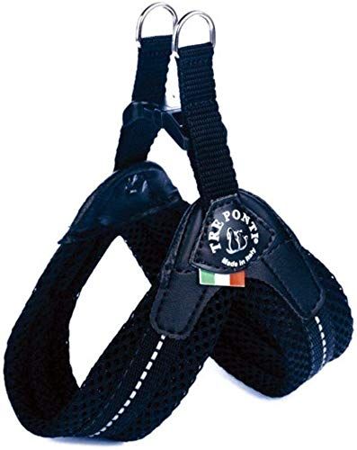 TRE PONTI (トレポンティ) Fibbia Soft Mesh フィッビア ソフトメッシュ クッション性 通気性良し ハーネス 犬用 (小型犬用) サイズ 3 ブラック