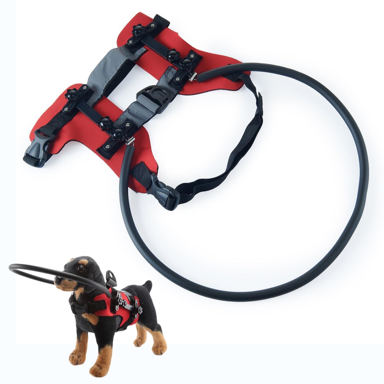 COZENTA 盲目 リング 犬 追突防止 安全保護 ハーネス (レッド M)