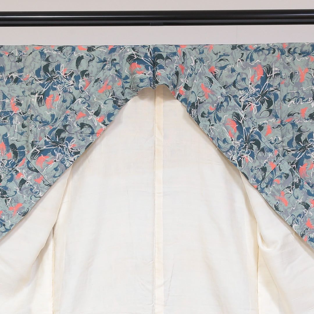 「縁」142ｃｍ～148ｃｍ 夏物 バチ衿 駒絽 小紋 正絹 Ｕ９０９ 小紋 袷 身丈148cm 裄丈62cm 正絹 Sランク インフォーマル 広衿 XS