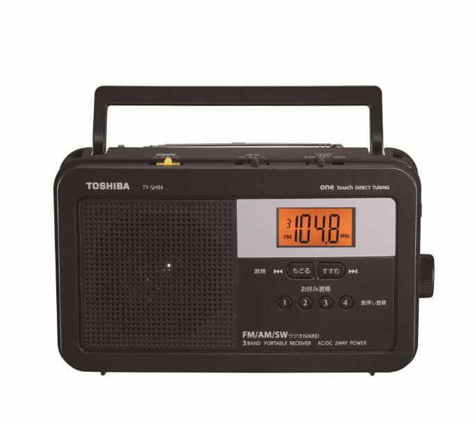 TOSHIBA(東芝) ホームラジオ TY-SHR4(KM) LEDライト LCD表示 FM AM 短波放送 電池駆動 電源コード式 肩ベルト付属
