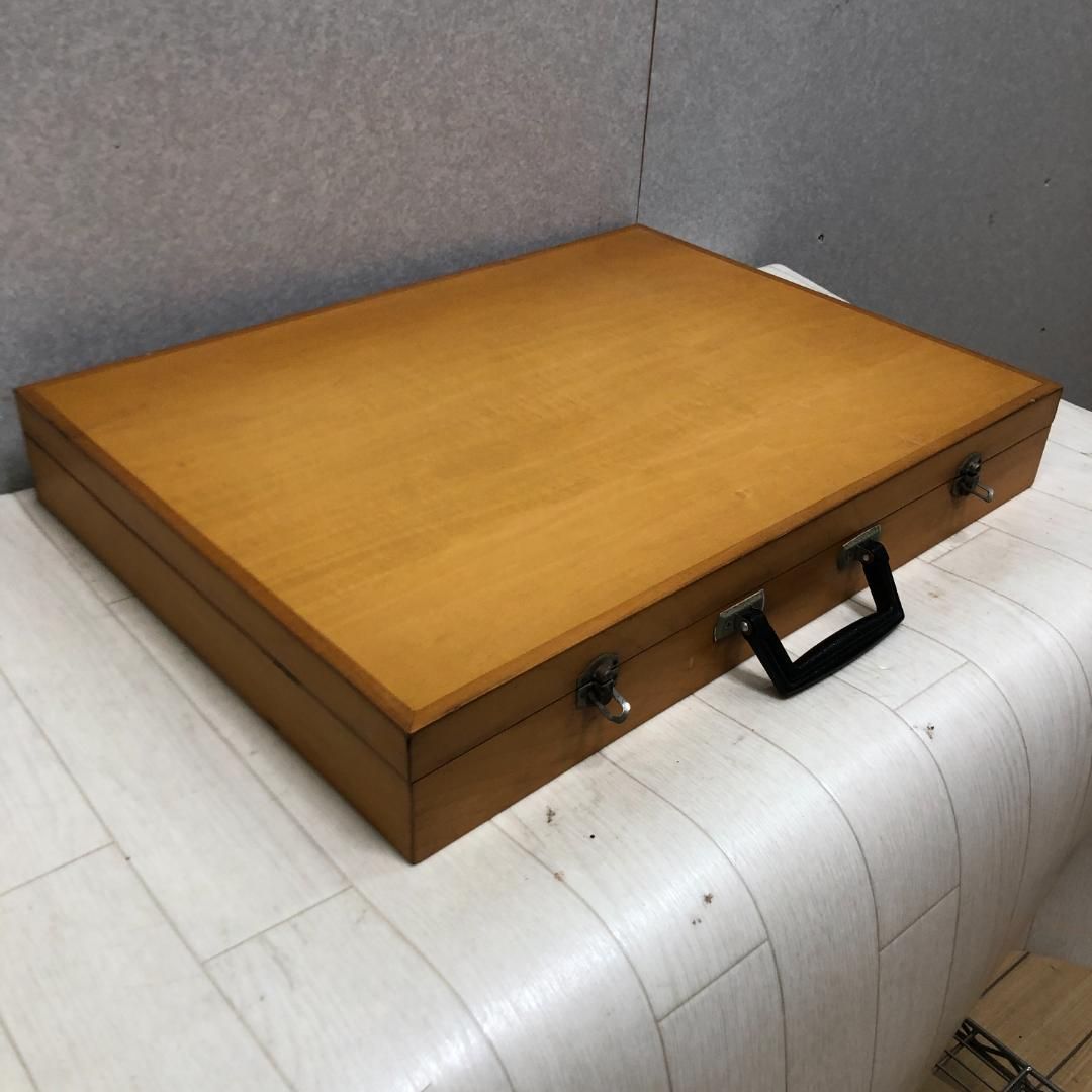 木製 画材ケース アートケース 木箱タイプ 取っ手付き 幅50cm 水彩 油絵 スケッチ 持ち運び用　250811-6 送料無料 木製 画材ケース アートケース 木箱タイプ 取っ手付き 幅50cm