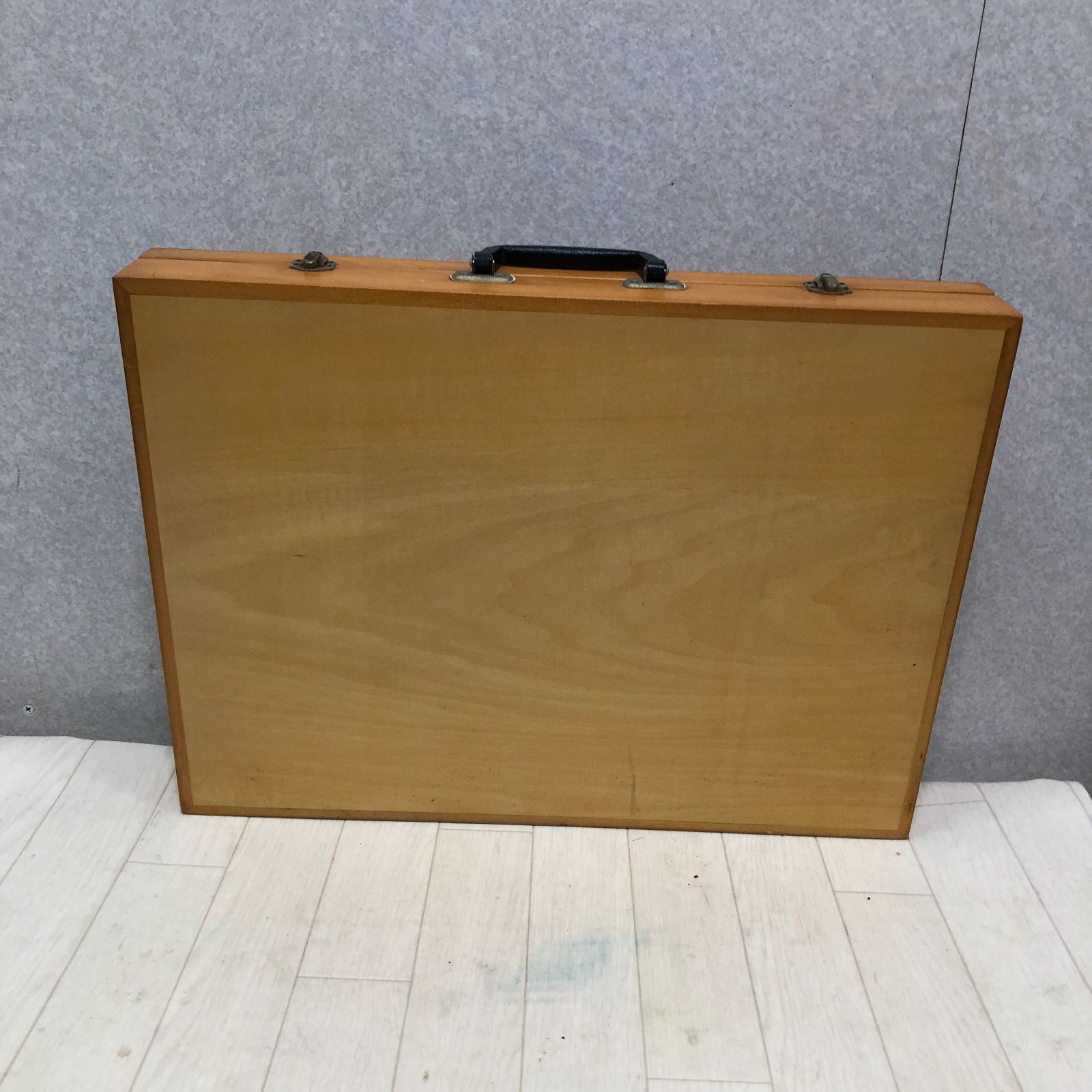 木製 画材ケース アートケース 木箱タイプ 取っ手付き 幅50cm 水彩 油絵 スケッチ 持ち運び用　250811-6 送料無料 木製 画材ケース アートケース 木箱タイプ 取っ手付き 幅50cm