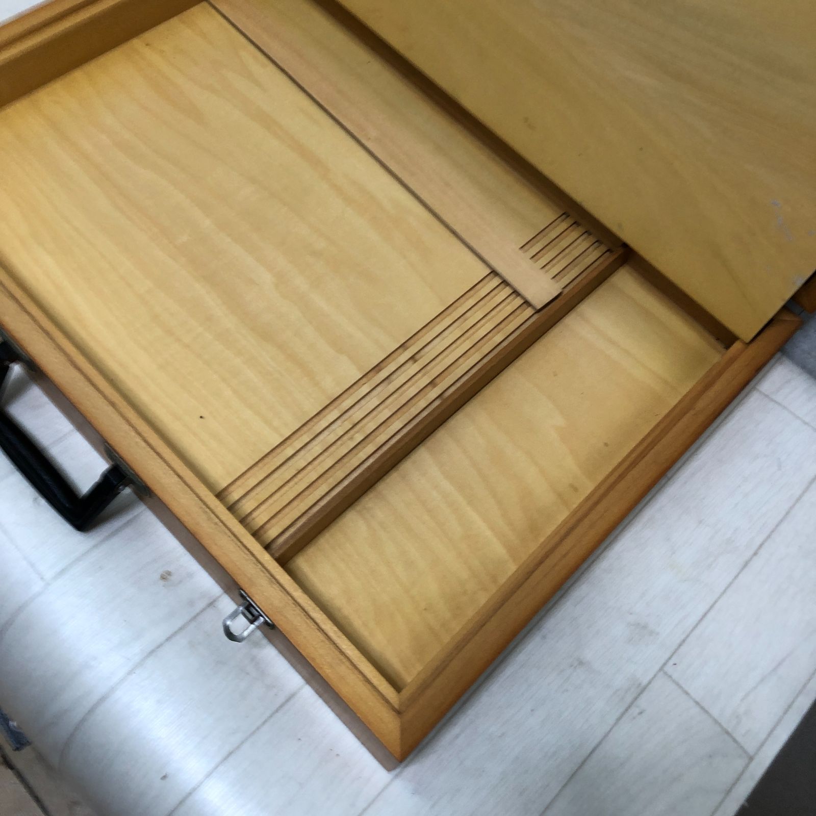 送料無料 木製 画材ケース アートケース 木箱タイプ 取っ手付き 幅50cm
