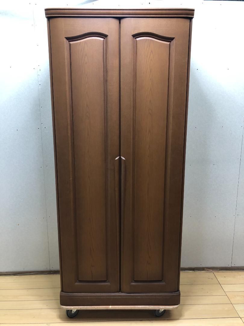 桐製ブラウン洋服ダンス　府中家具 府中家具 桐箪笥 佐々木木工 大塚家具 洋ダンス 2枚扉 タンス250523-4