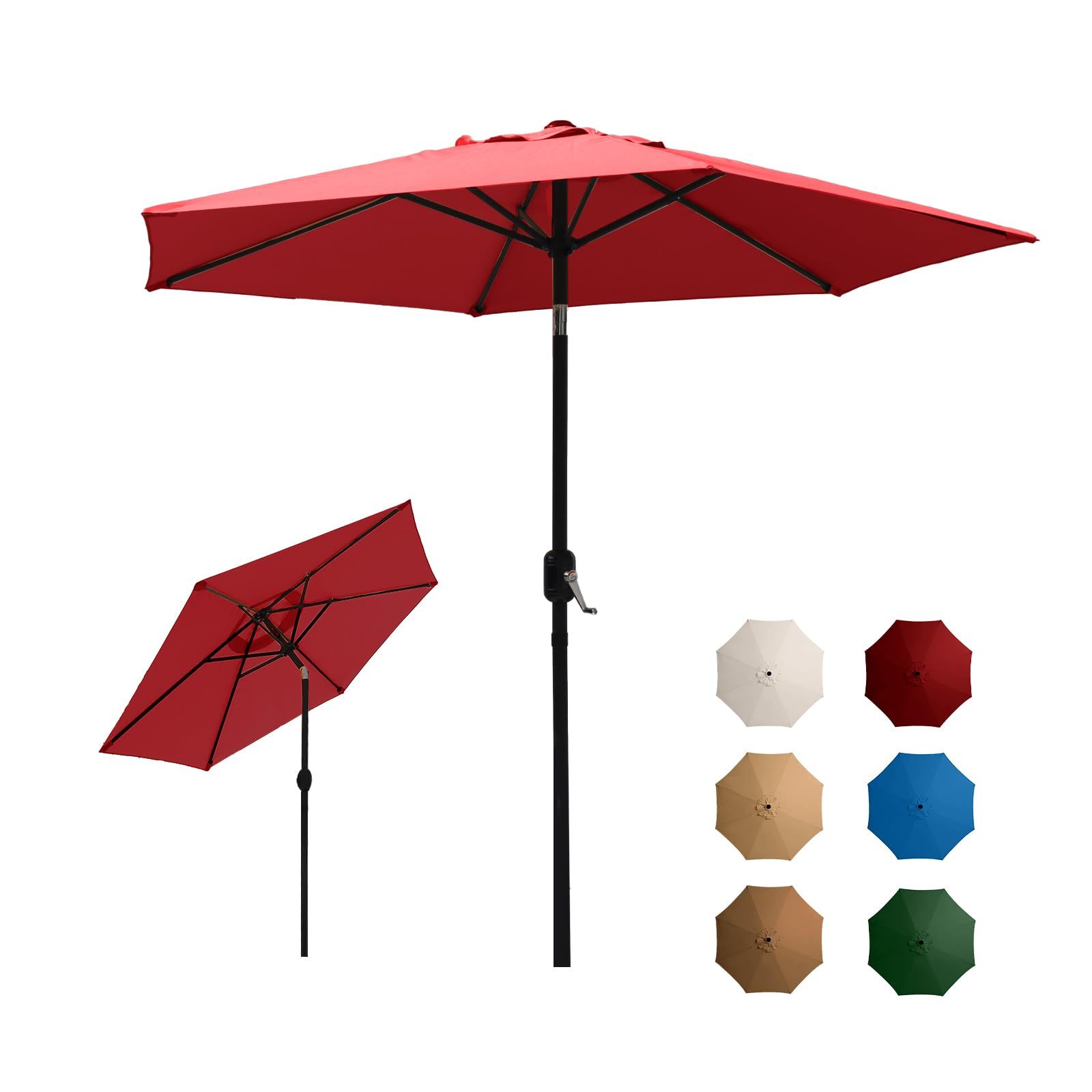 SUNNY GUARD ガーデンパラソル 230cm レッド（210cm/270cm/300cm/半円 