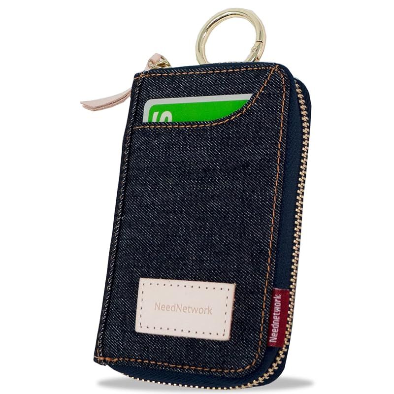 【新品】 [ニードネットワーク] 日本が誇るデニム キーケース メンズ スマートキーケース カード 大容量 メンズキーケース 6連 外側ポケット カード入れ キーリング 0