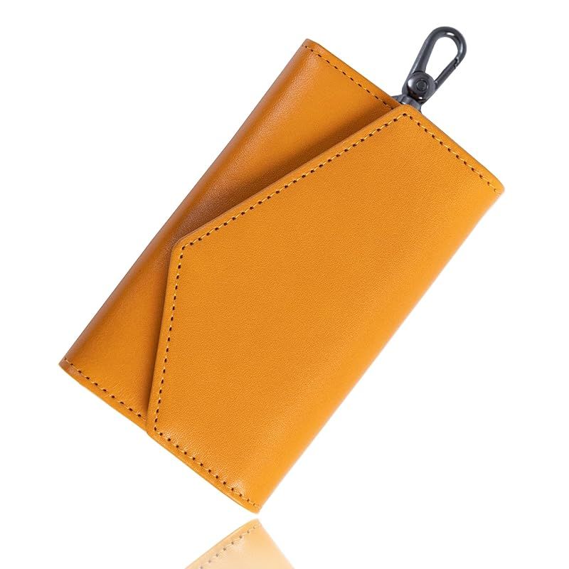 【新品】 [LUCKYSGY] キーケース メンズ 栃木レザー風 6連フック YKKボタン コンパクト key case 鍵ケース 牛革 カラビナ カード入れ付き 多機能 スリム プレゼント BOX付き カード3枚 お札2枚 0