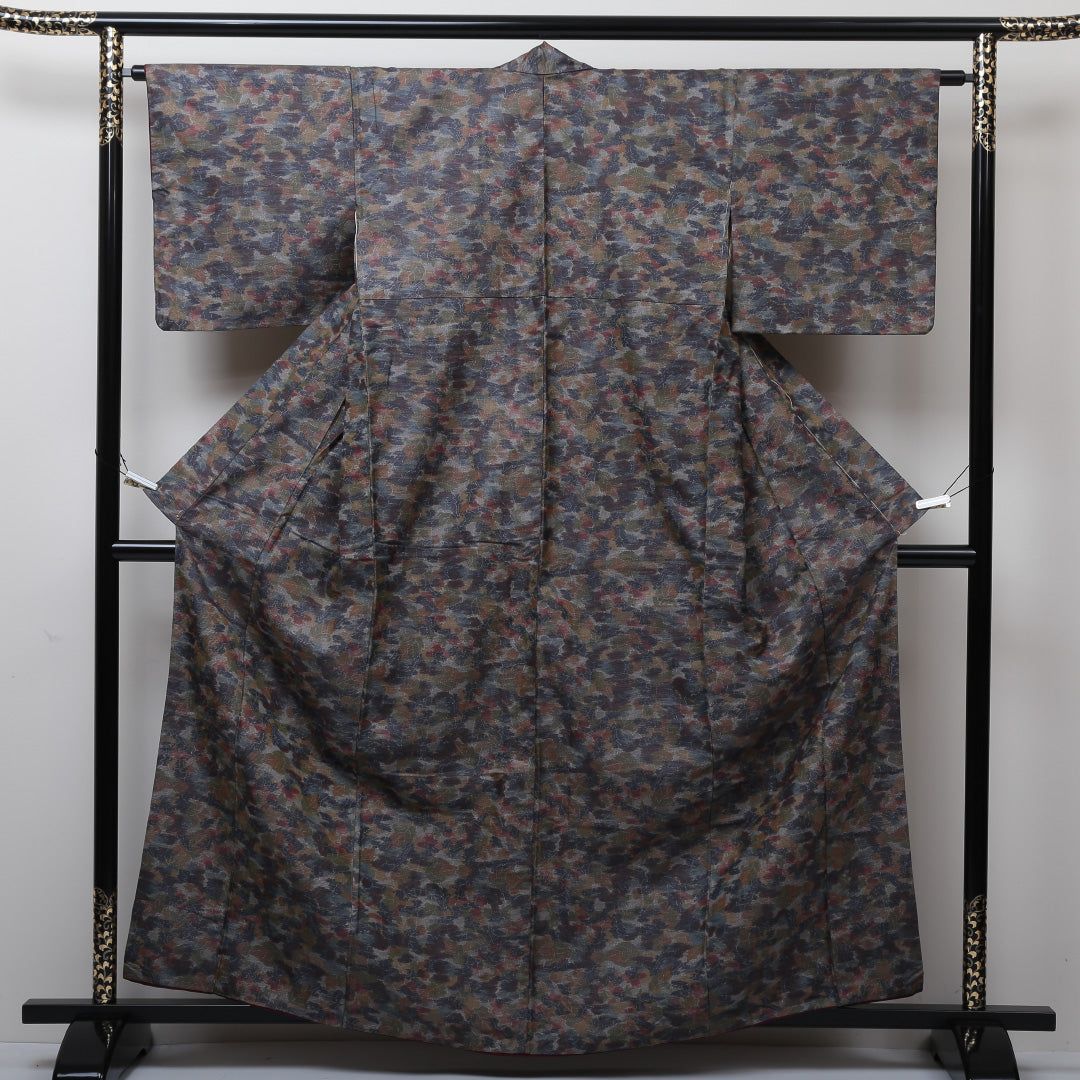 紬（大島紬） 袷 身丈160cm 裄丈63cm 正絹 Aランク Lサイズ バチ衿