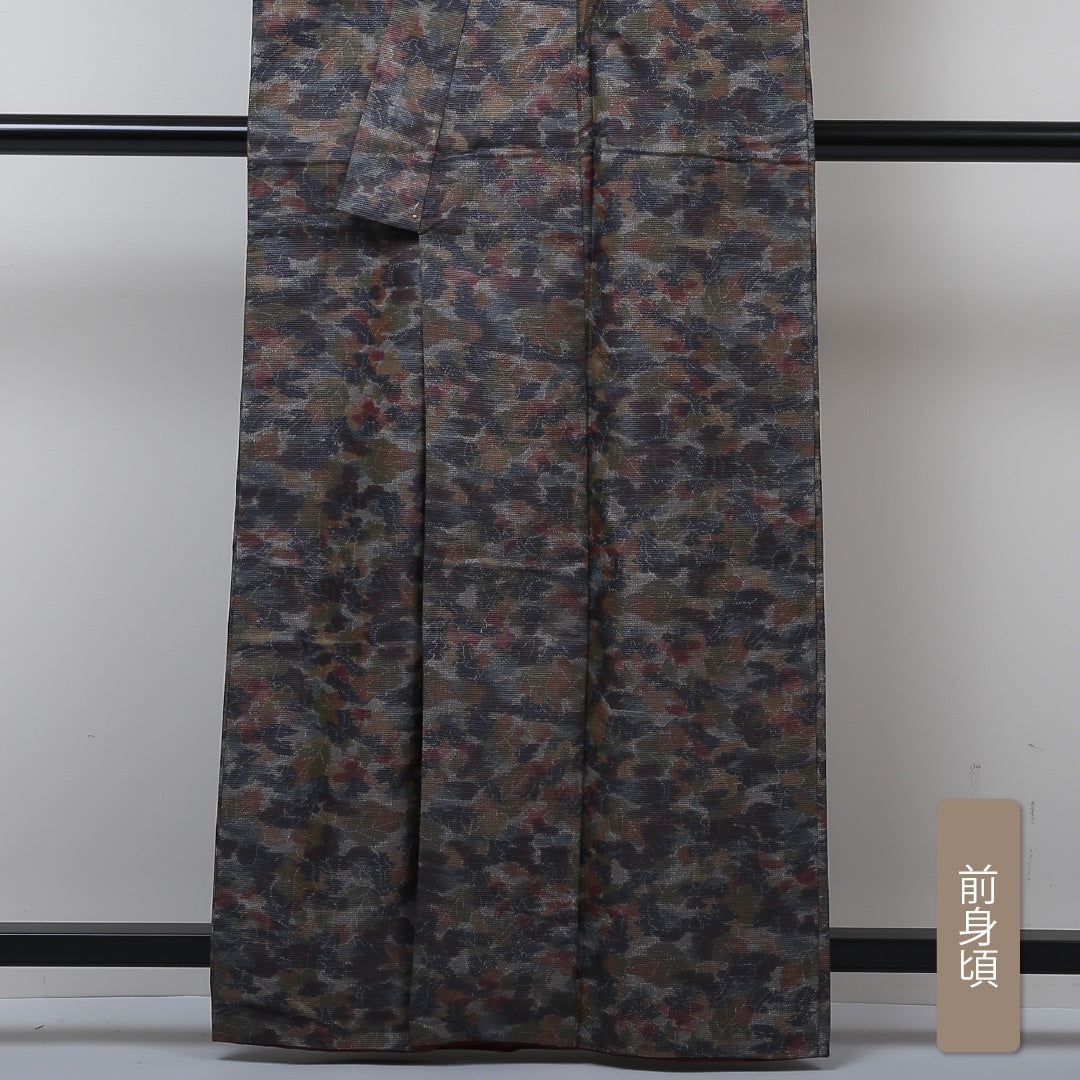 紬（大島紬） 袷 身丈160cm 裄丈63cm 正絹 Aランク Lサイズ バチ衿