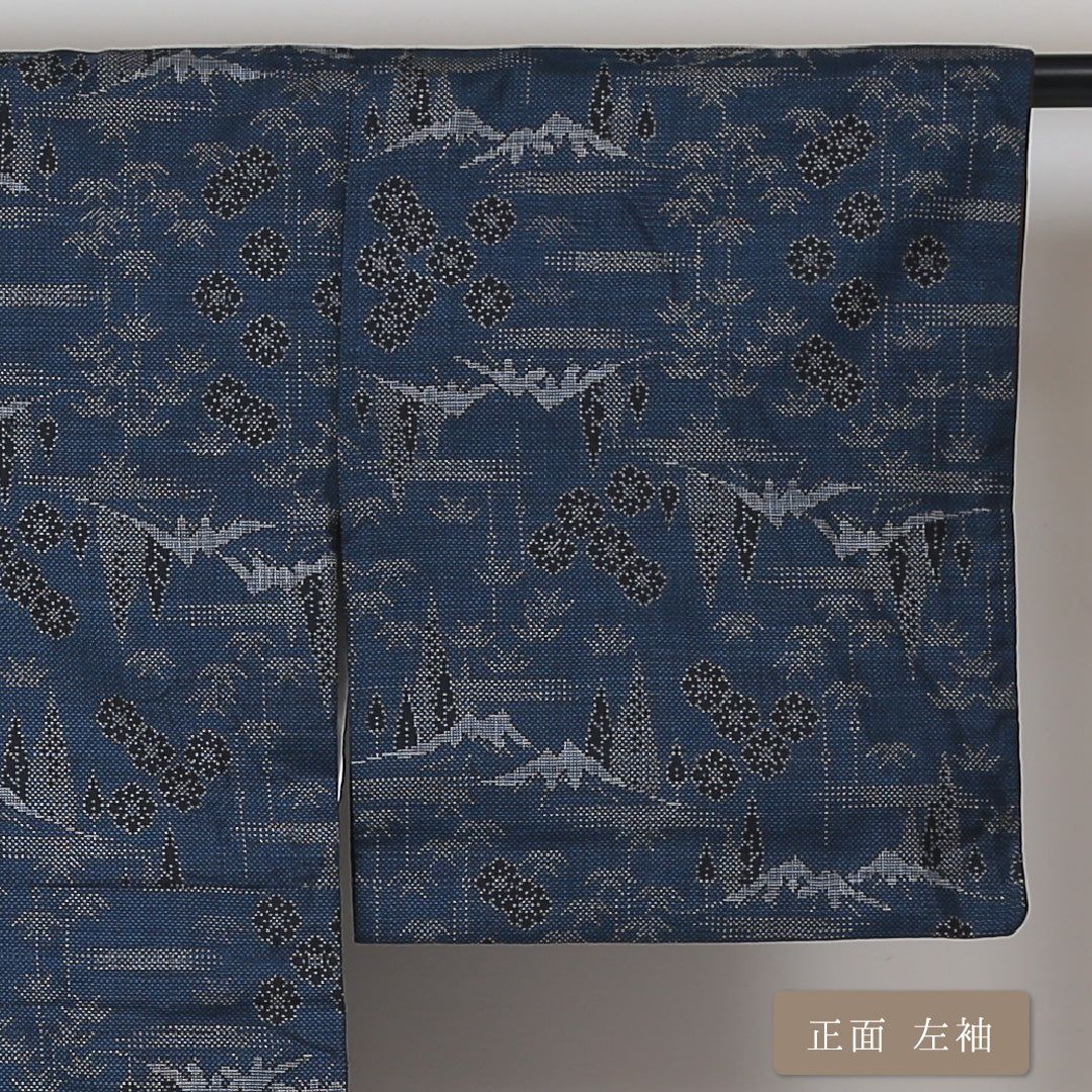 紬（大島紬） 袷 身丈157cm 裄丈62cm 正絹 Sランク Mサイズ 広衿 イン