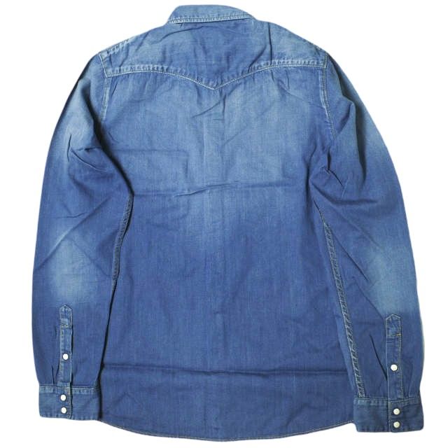 新品 e JEANS イージーンズ 日本製 岡山児島 デニムウエスタンシャツ e105-001 M Mid Blue 長袖 インディゴ 定価31，900円 トップス g17711