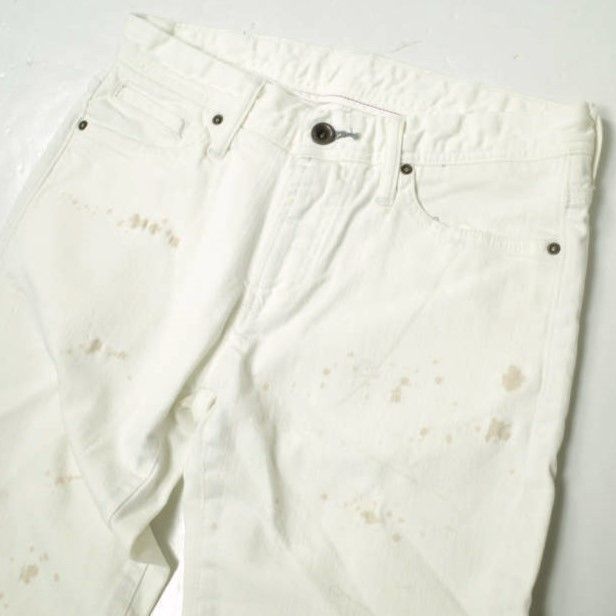 e JEANS イージーンズ 岡山児島 ペイント加工 ストレッチスキニーデニムパンツ e-804G 2 White ジップフライ ジーンズ ボトムス【新古品】【中古】【e JEANS】 新品 e JEANS イージーンズ 岡山児島 ペイント加工 ストレッチスキニー