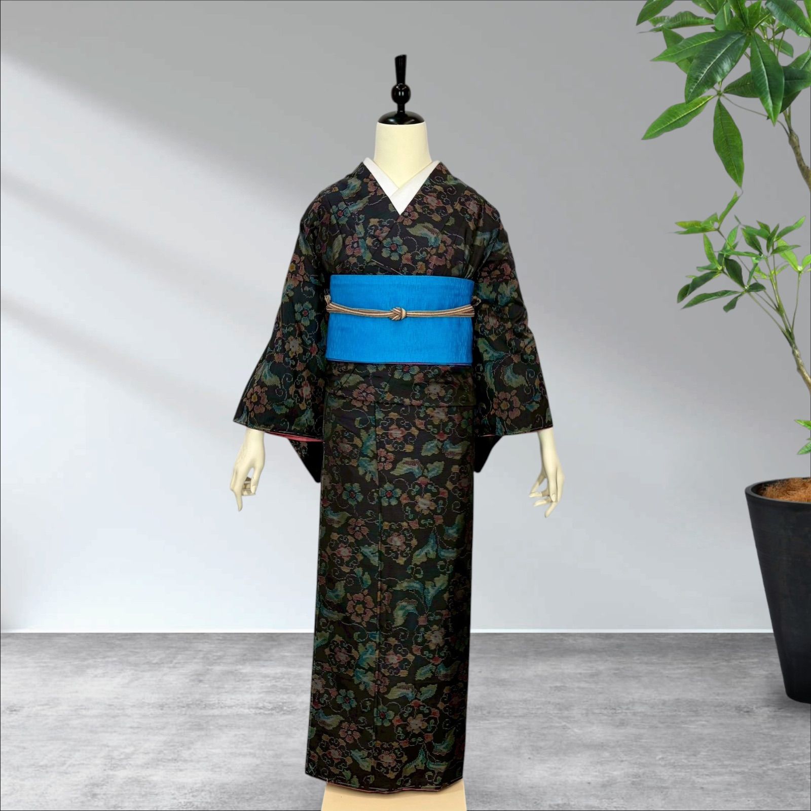 しつけ糸付き新品未使用】夏着物 絽 単衣 正絹 身丈157裄63ブルー