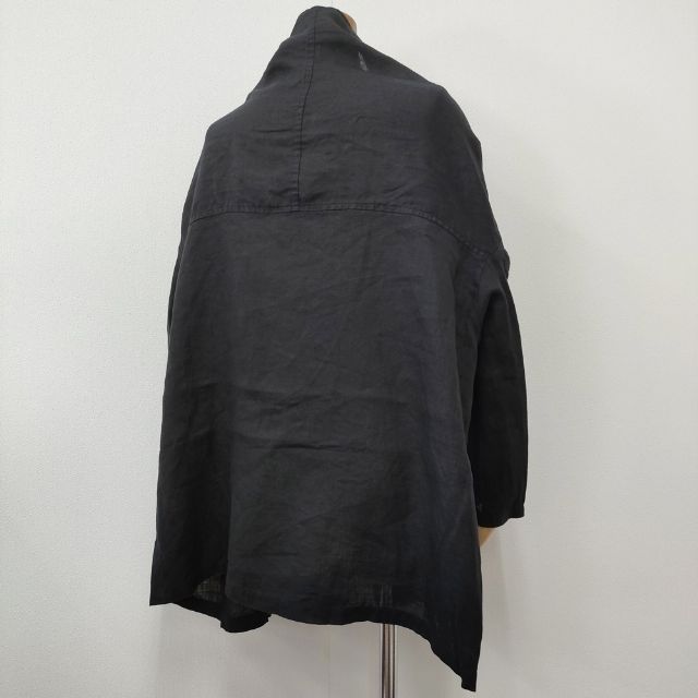 fog linen work リトアニア製 リネン 羽織 ジャケット カーディガン ブラック レディース フォグリネンワーク【中古】6-0405M∞ fog linen work リトアニア製 リネン 羽織 ジャケット カーディガン
