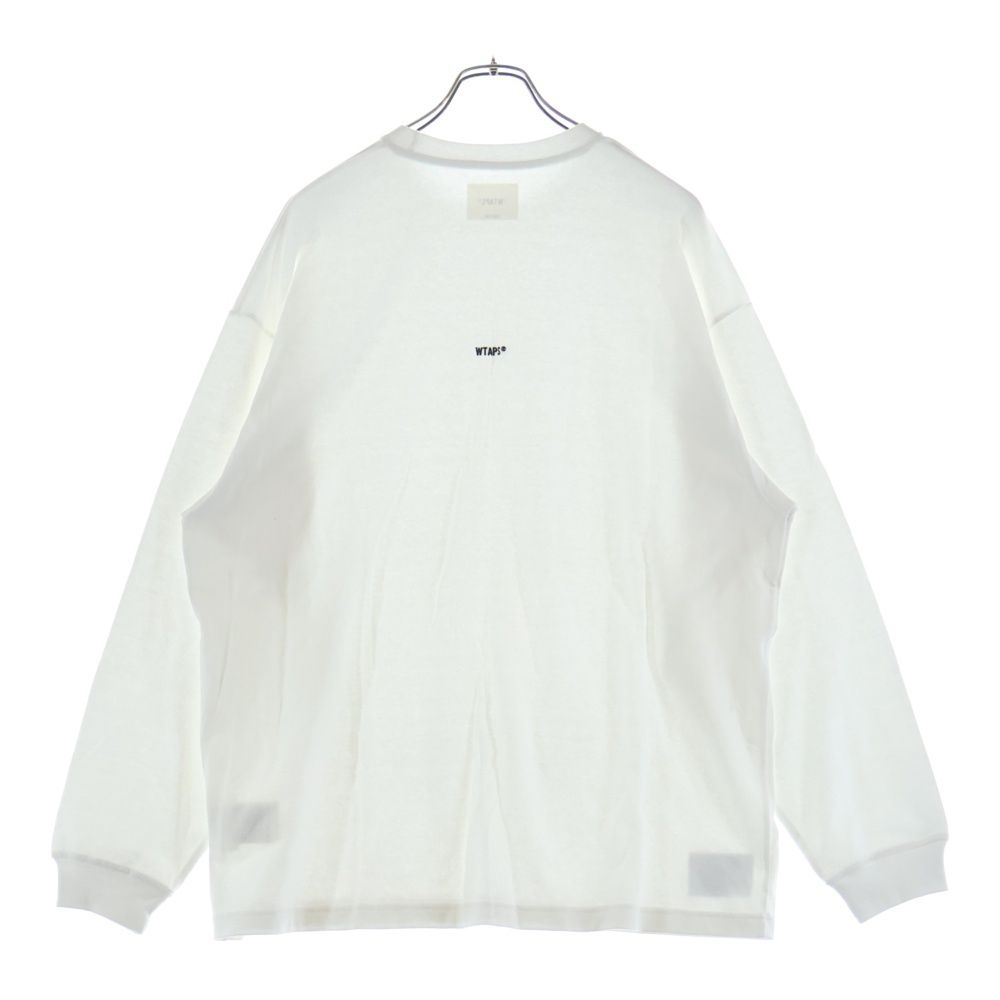 WTAPS ホワイト 長袖カットソー サイズX02 WTAPS (ダブルタップス) Sign L/S Cotton ロゴ刺繍 長袖Tシャツ ロンT