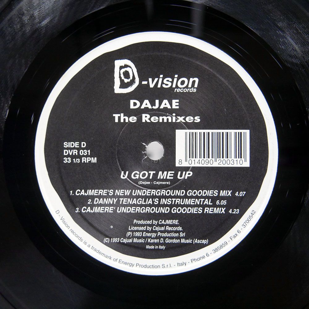 伊 イタリア盤 DAJA/U GOT ME UP (THE REMIXES)/D-VISION DVR031 12