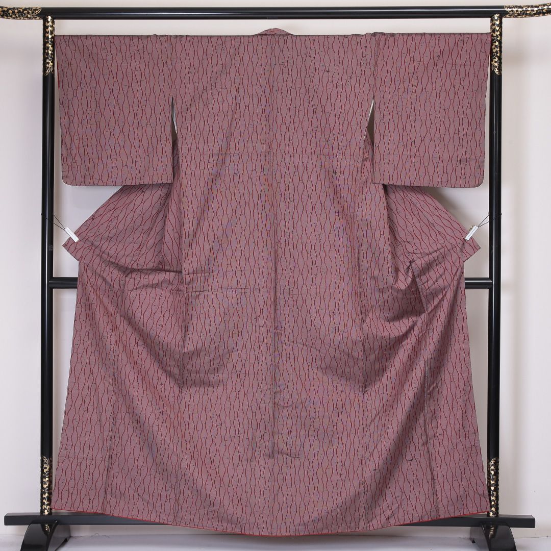 「縁」146ｃｍ～153ｃｍ 単衣 Ｓ寸 紬着尺 バチ衿 正絹 Ｃ２８９ 紬 単衣 身丈148cm 裄丈62cm 正絹 Sランク カジュアル バチ衿 XSサイズ