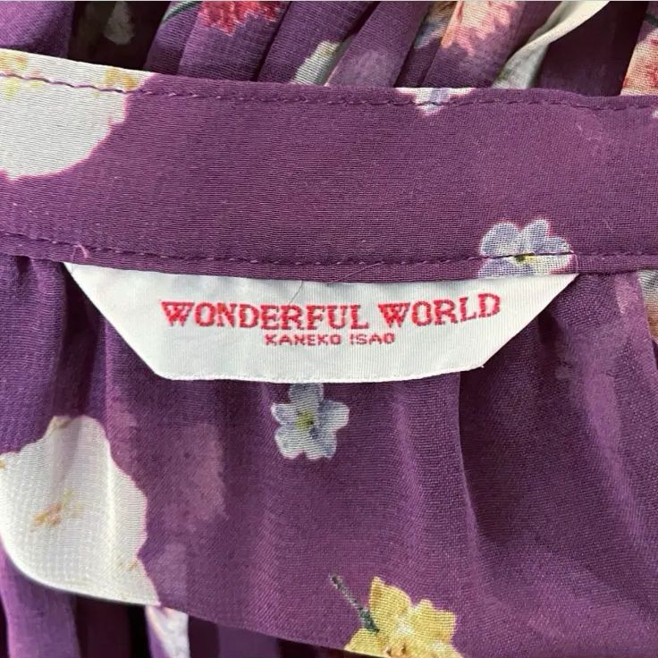 ワンダフルワールド　カネコイサオ　いちご柄　ロングスカート 薄紫色 WONDERFUL WORLD KANEKO ISAO ワンダフルワールド カネコイサオ 花柄