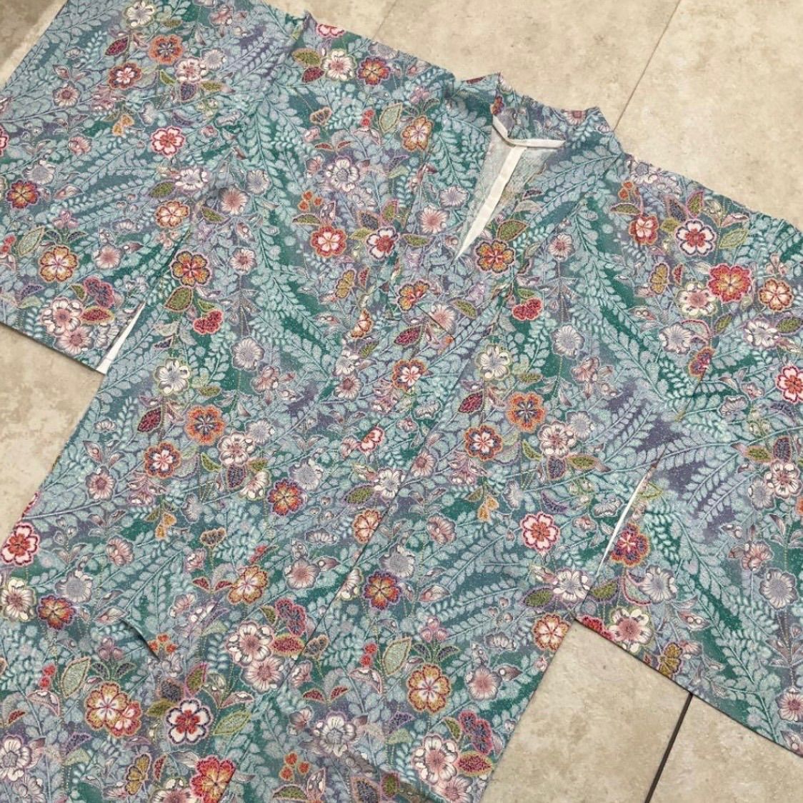 ◆kimono+one◆kimonoarisa◆夏物◆美品◆駒絽織◆正絹◆辻が花模様◆裄65.5肩丈152◆夏着物夏帯普段着小紋名古屋帯