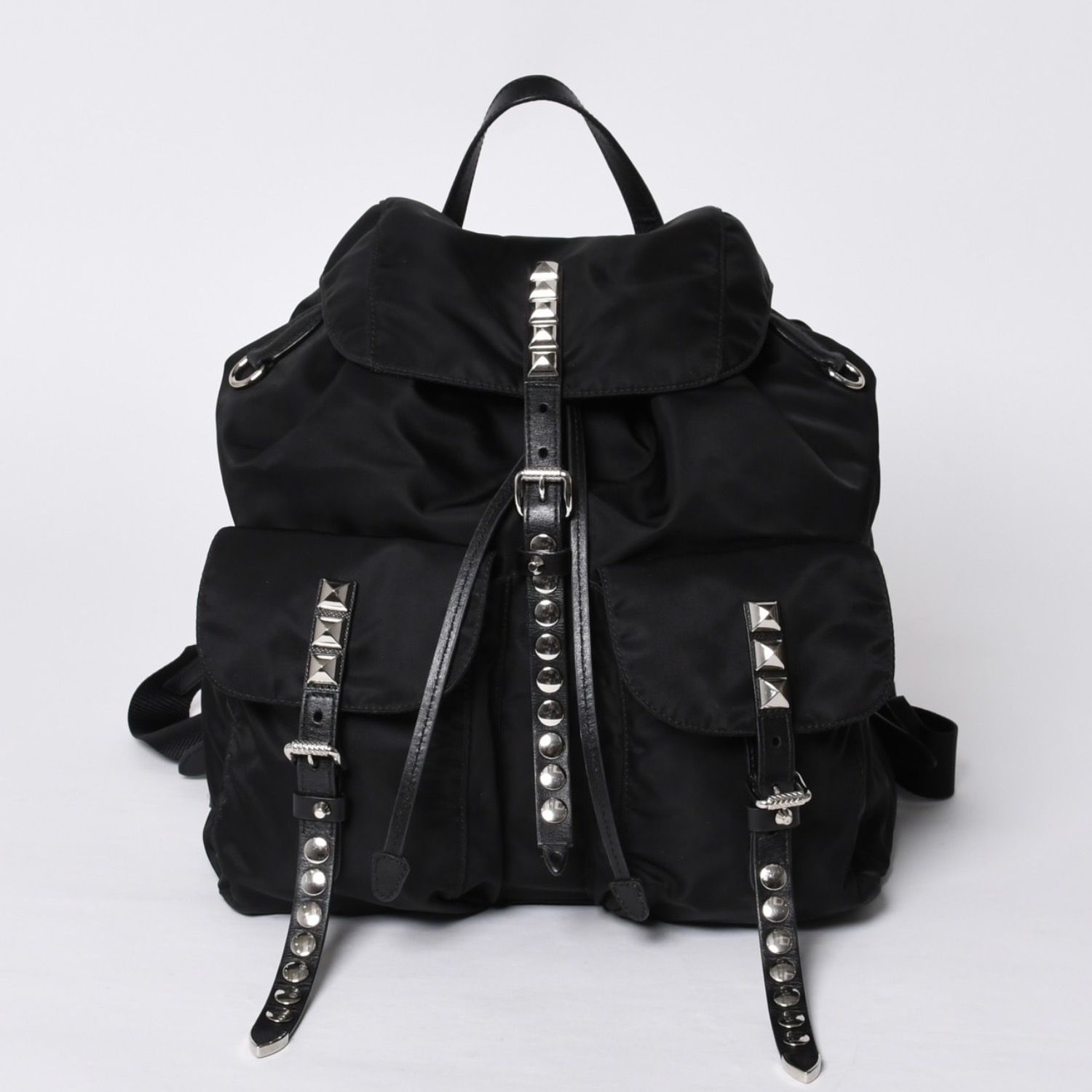 PRADA プラダ スタッズ付きナイロン リュックサック バックパック 