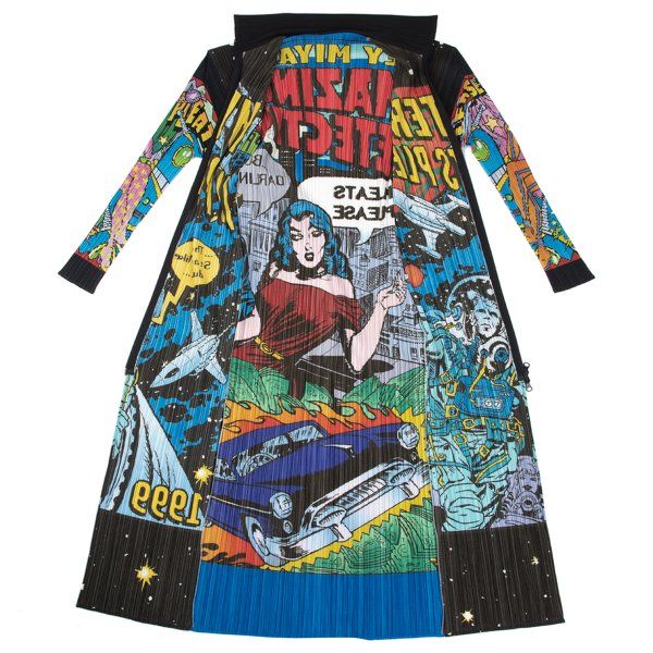 プリーツプリーズPLEATS PLEASE アメコミプリントダブルジップコート