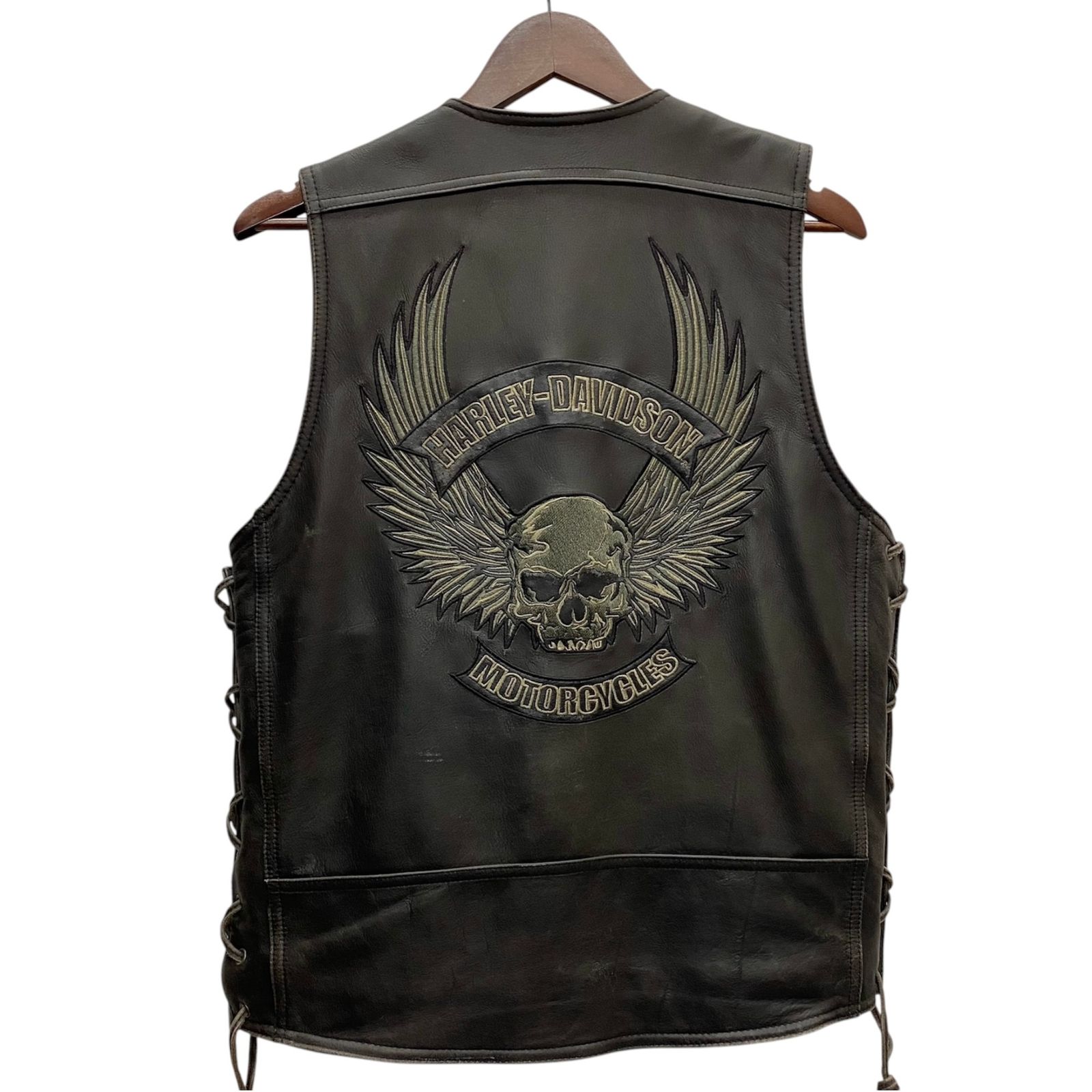 ハーレーダビットソン HARLEY-DAVIDSON レザーベスト コンチョボタン 