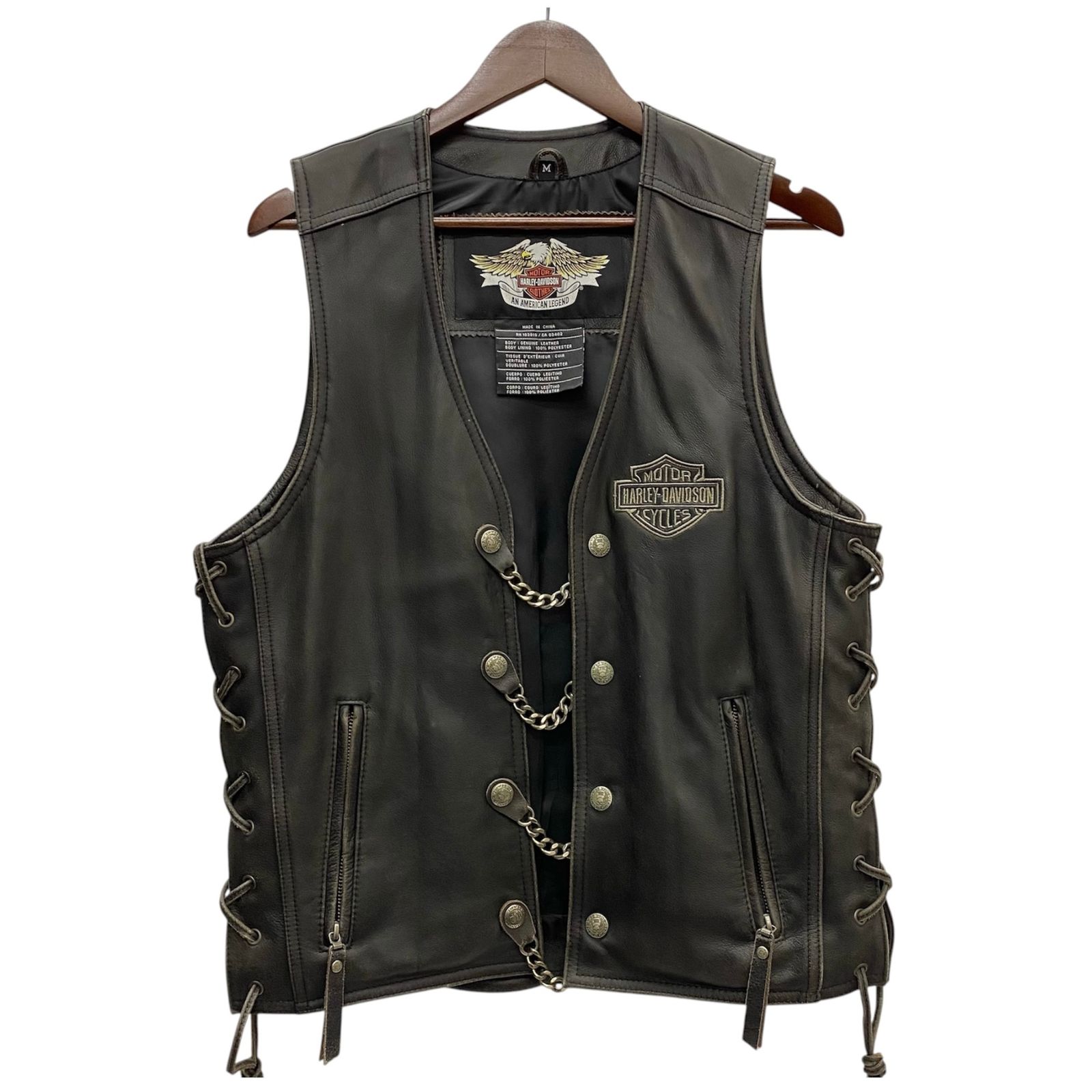 ハーレーダビットソン HARLEY-DAVIDSON レザーベスト コンチョボタン
