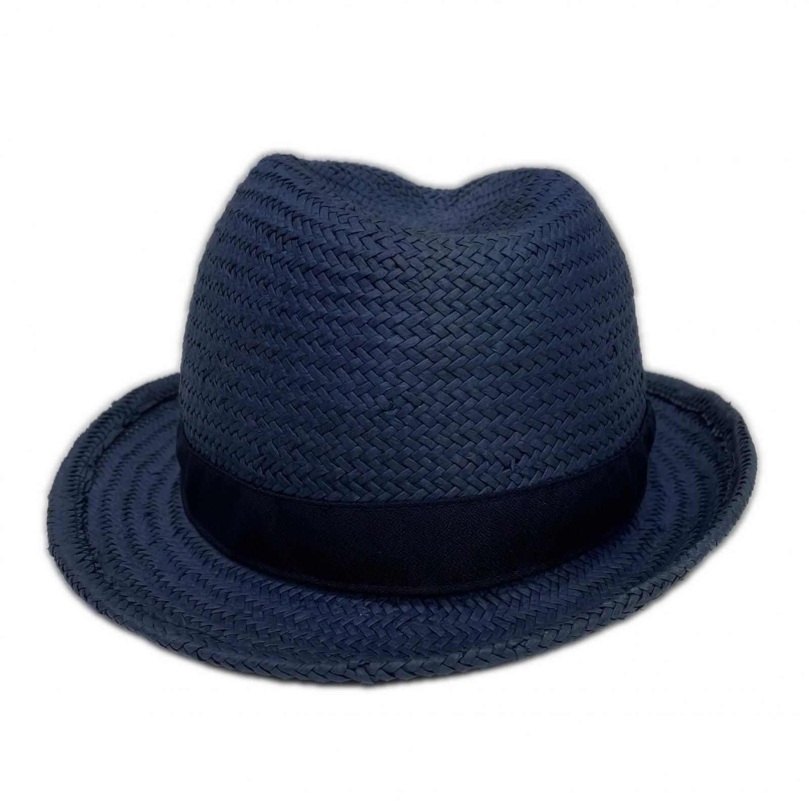 中古 ブリーフィング BRIEFING ストローハット L ネイビー 紺 中折れ