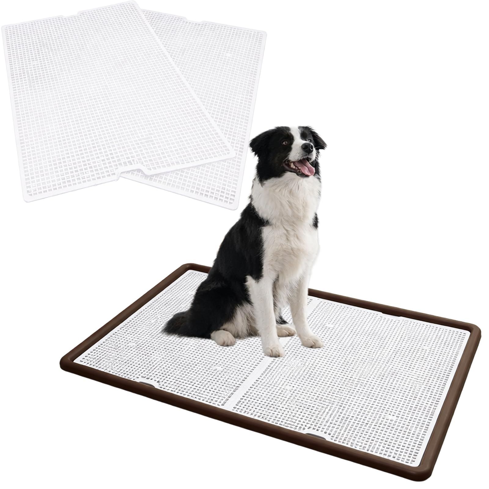犬トイレ トレー 大型犬 1020 x 710 x 50 mm ブラウン取替メッシュ付き