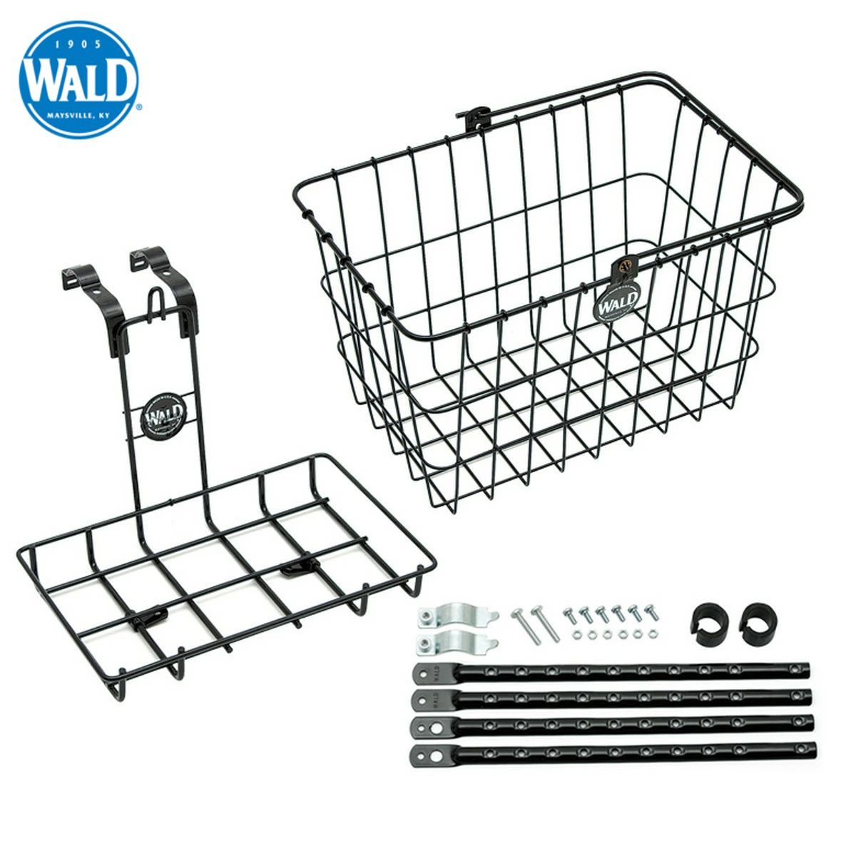 【正規輸入品】WALD 3339 Front Basket & Rack Combo BLACK ウォルド 前かご 荷台セット ブラック ＊ブラケット、ステー付属
