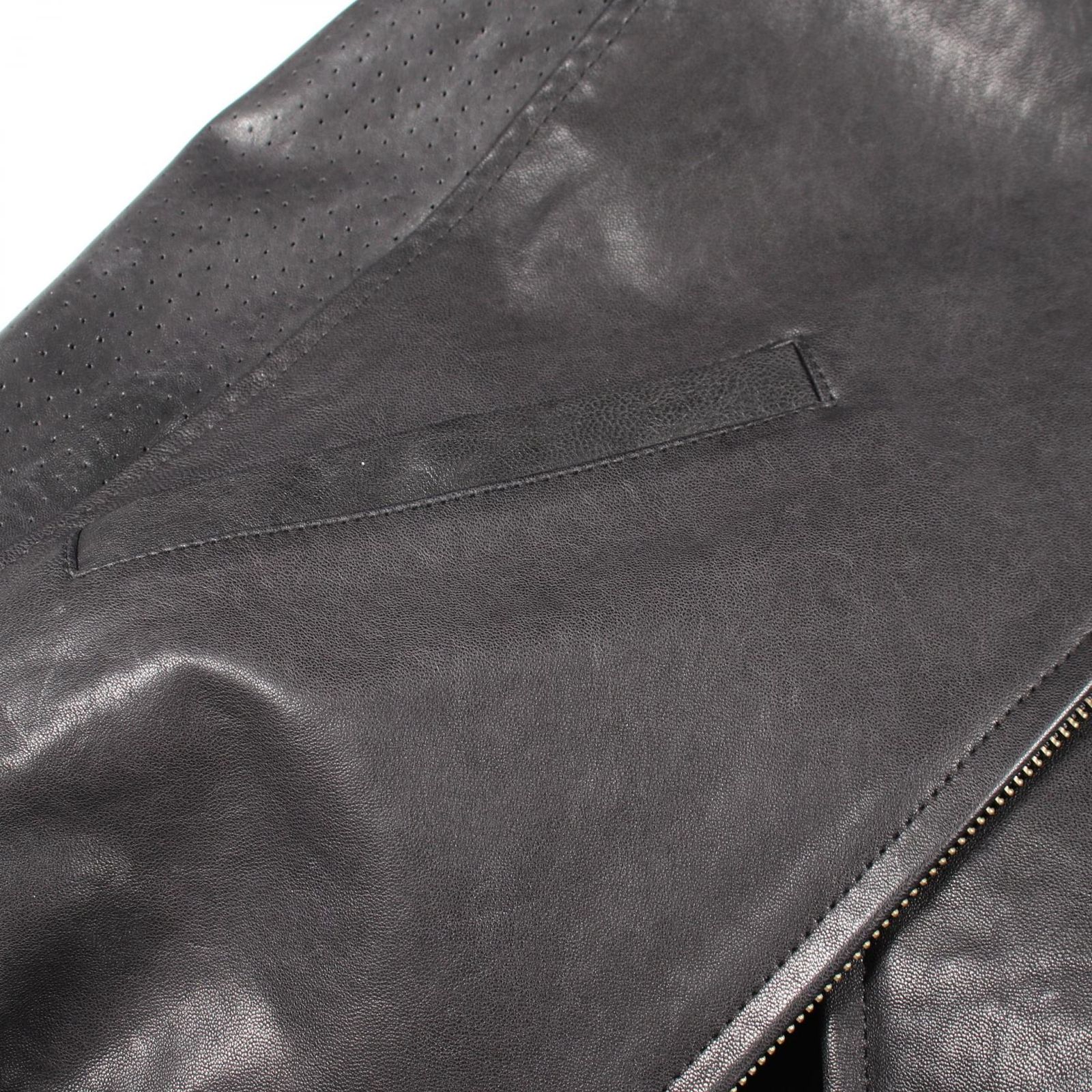 デンハム DENHAM 革ジャン LEATHER HOODY フード付き パンチング切替 