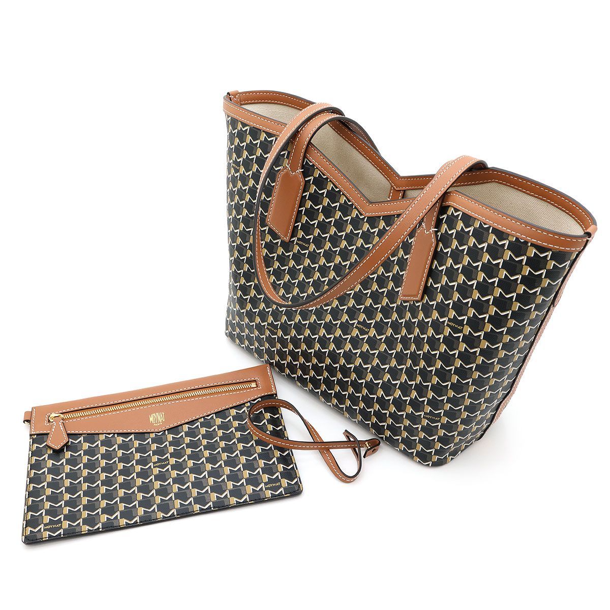 美品 】MOYNAT モワナ トートバッグ M.CABAS HOR PM ポーチ付 ブラック 