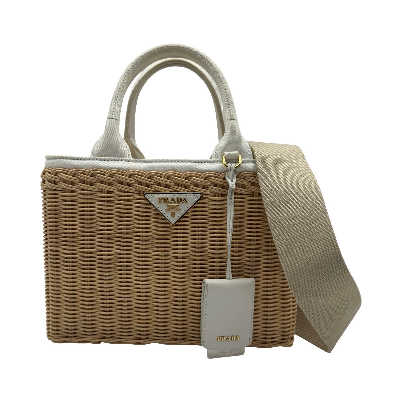 プラダ PRADA カナパウィッカーハンドバッグ 1BG835 かごバッグ