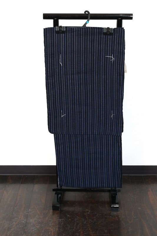 メンズ浴衣3点セット　新品　藍濃淡　縞　b5