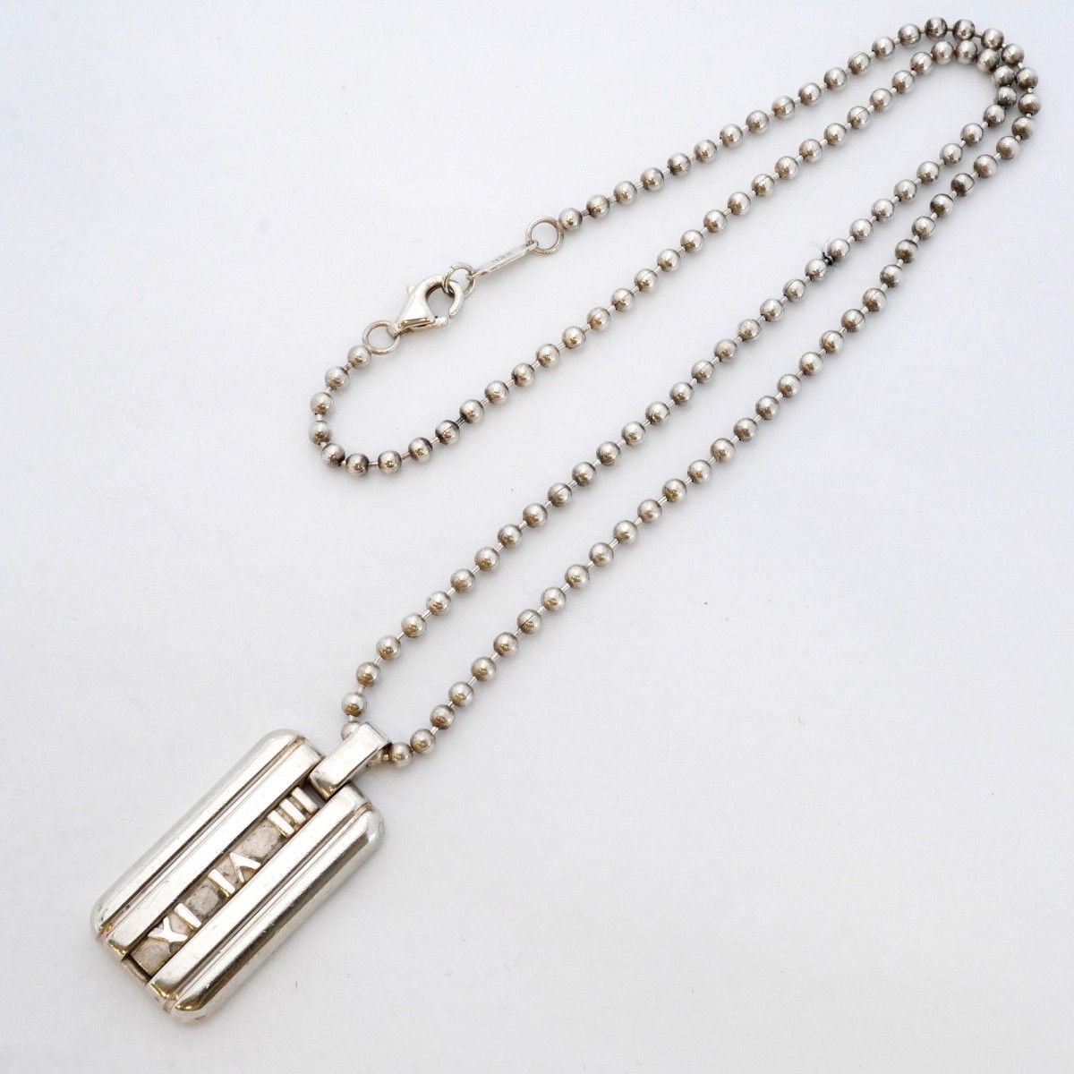 6jdb0163】ティファニー ネックレス アトラス プレート/ボールチェーン