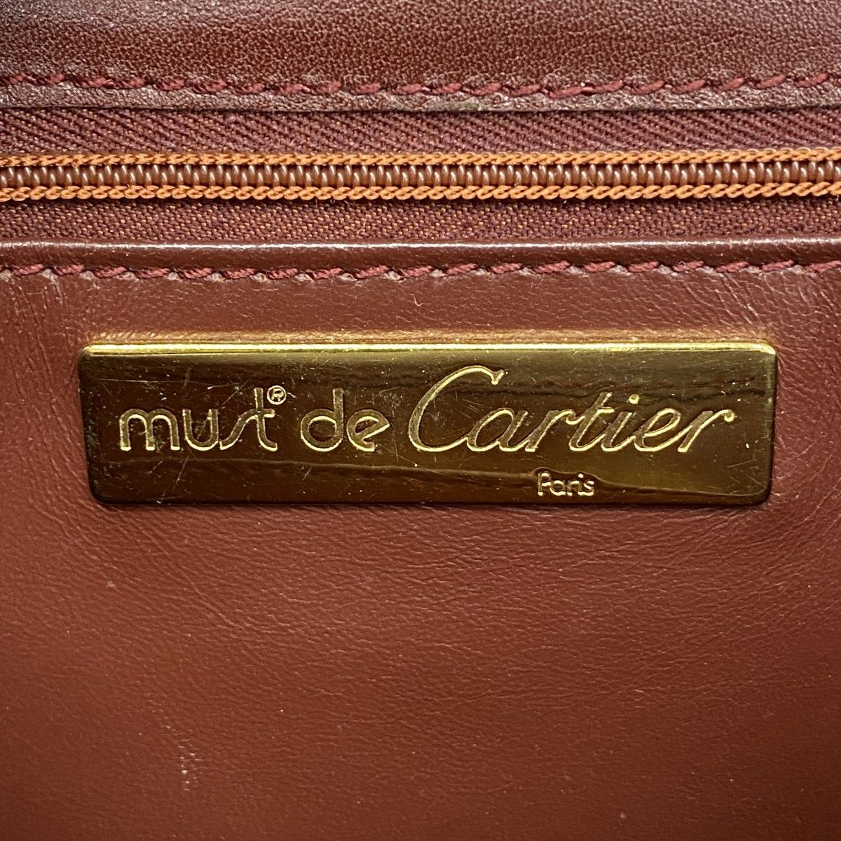 【6dc3253】カルティエ ショルダーバッグ マスト レザー ボルドー ゴールド金具【中古】レディース Cartier - ☆最終価格☆SALE【6dc3253】カルティエ ショルダーバッグ