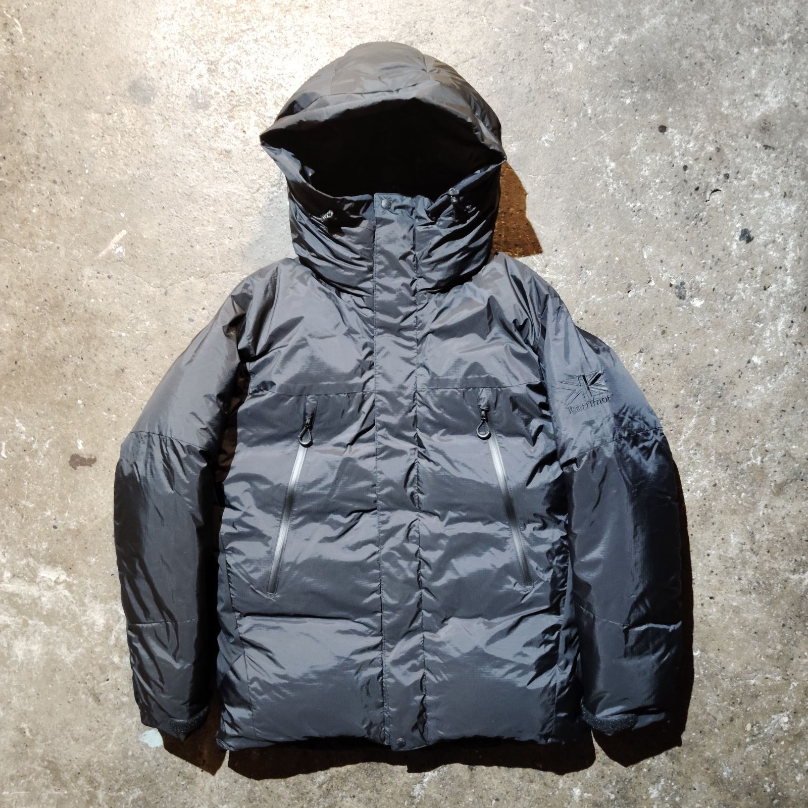 ナノユニバース別注 カリマー nevis ダウン 黒ロゴ 日本製 クリーニング済 karrimor NANO UNIVERSE別注 nevis NU parka Black S カリマー ナノ