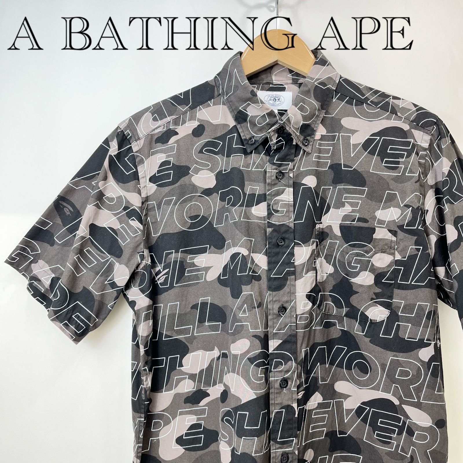 A BATHING APE アベイシングエイプ 半袖 シャツ 総柄 Size:L メンズ