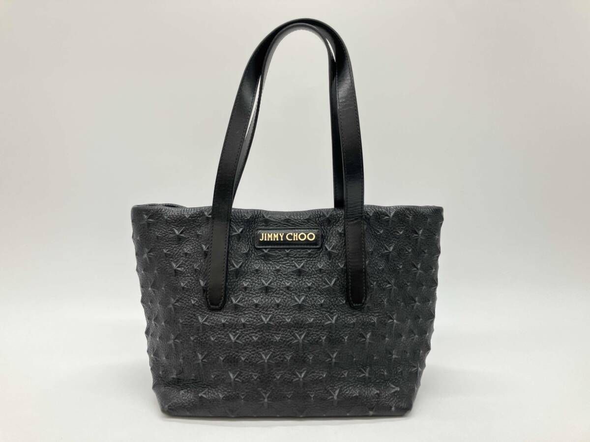 JIMMY CHOO ジミーチュウ スターエンボスレザートート ブラック 角スレ 
