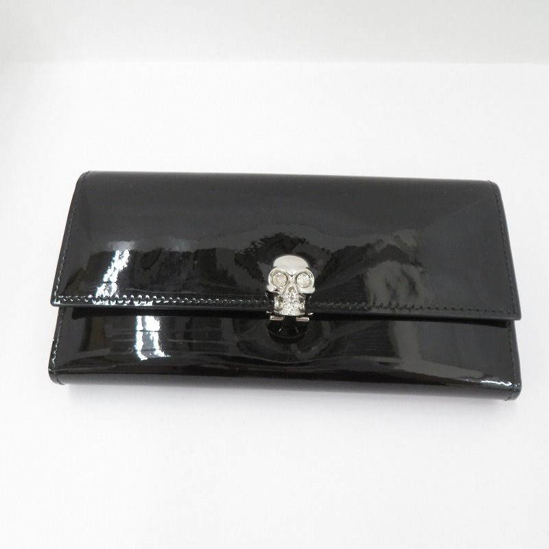 【瀬戸大橋店】 中古 Alexander McQueen | アレキサンダーマックイーン 長財布 スカルモチーフ パテントレザー ブラック 【124】 瀬戸大橋店】 中古 Alexander McQueen | アレキサンダーマックイーン