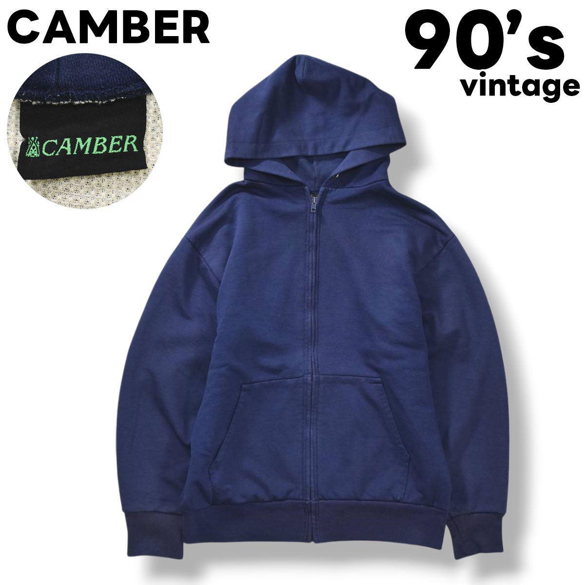 CAMBER 90s ジップパーカー トップス 裏地サーマル ブラック
